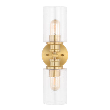 Jules Edison 16.5" Cylinder Iron/Seeded Glass Farmhouse Contemporary LED Wall Sconce